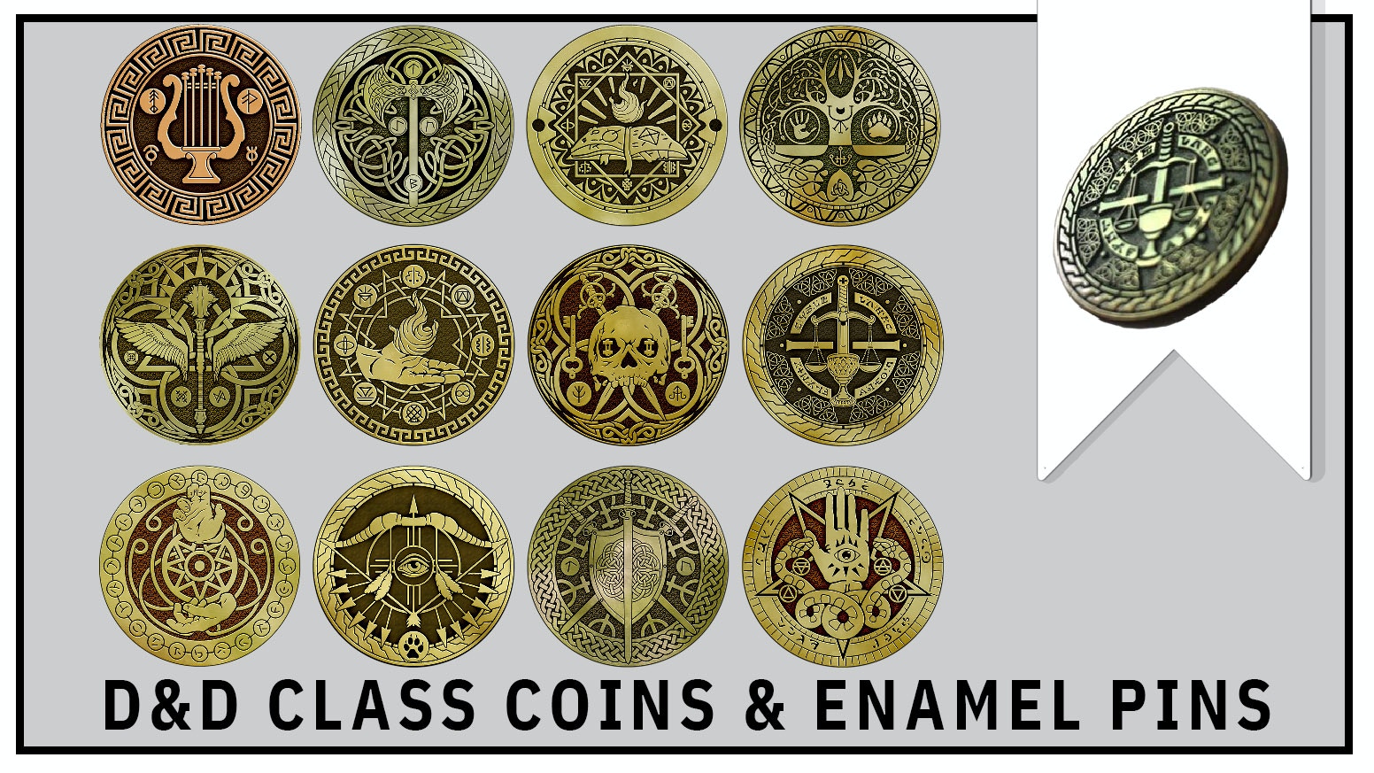 DUNGEONS AND DRAGONS CLASS TOKEN COINS AND ENAMEL PINS - Tabletop Analytics