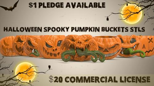 Halloween Spooky Pumpkin Buckets - 3D Printable STL Files