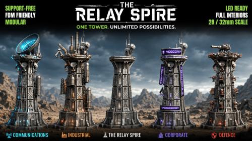 The Relay Spire – Modular 3D Printable Sci-Fi Terrain STL