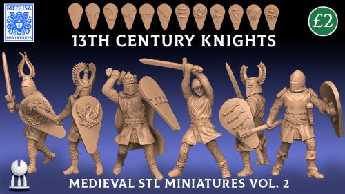 Medieval STL Miniatures - 13th Century Knights Vol. 2
