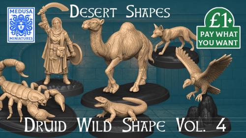 Druid Wild Shape Vol. 4 3D Printing STL Desert Animal Minis