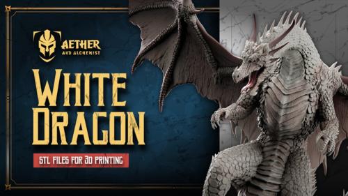 Aether and Alchemist: White Dragon Miniature STL 3D Printing