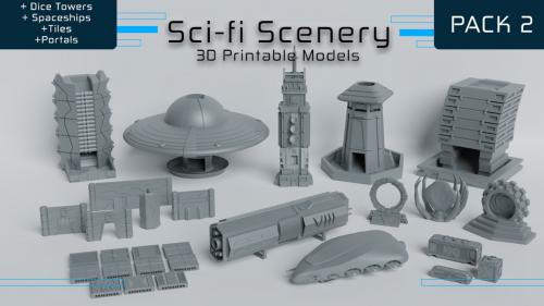 Sci-Fi Scenery 3D Printable Models Pack 2