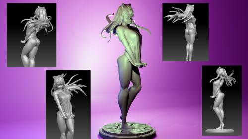 Neko Gamer Girl - SFW & NSFW - STL files for 3D printing