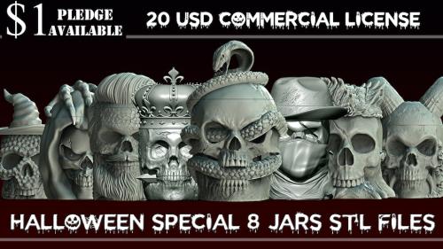 Halloween Horror Skull Jars - 3D Printable STL Files