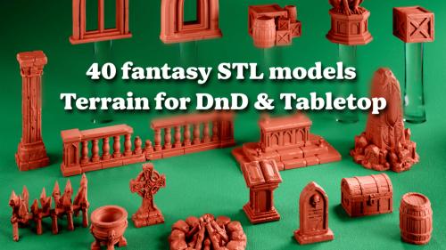 Fantasy Tabletop Terrain - 40 pieces for 3D printing