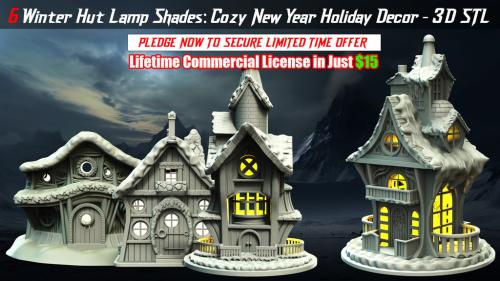 Winter Hut Lamp Shades: Cozy New Year Holiday Decor - 3D STL