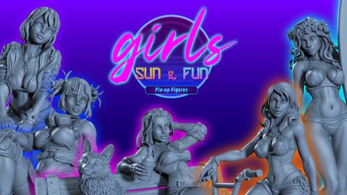 Girls, Sun and Fun - Pin-Up STL Figures