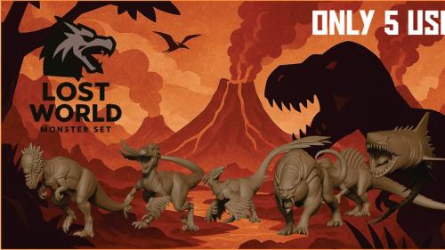 The Lost World Prehistoric miniatures stl monster boardgame