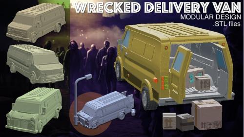 Wrecked Delivery Van —set piece— .STL files for 3D printing.