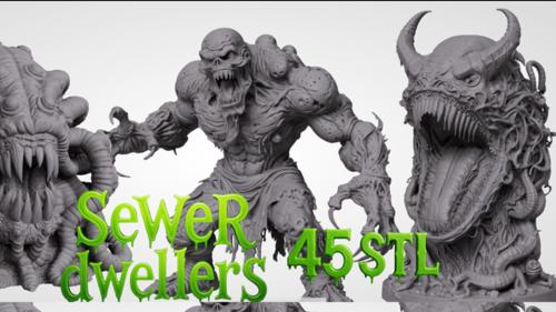 sewer dwellers VOL.1 - 45 STL printable miniatures