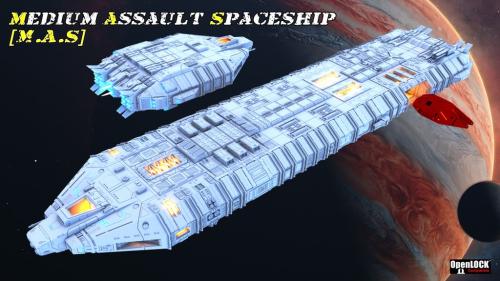 M.A.S - 3D Printable Scifi modular Medium Assault Spaceship