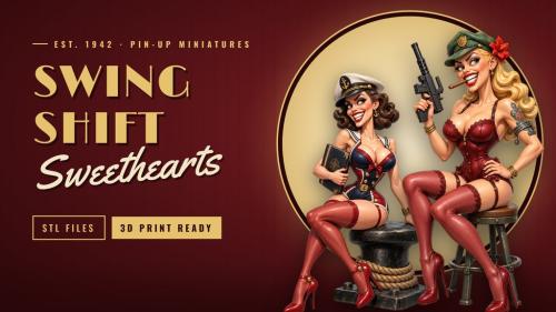 Swing Shift Sweethearts: 1940s Pin-Up Miniatures STL