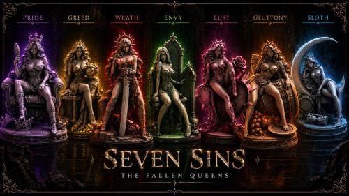 SEVEN SINS - THE FALLEN QUEENS [STL 28-32-75MM]