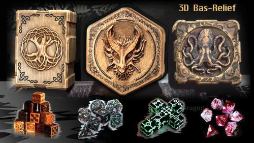 Exotic Wood Dice: Dragon Set with 3D Box for DnD
