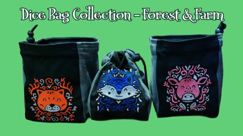 Embroidered Dice Bags- Forest and Farm