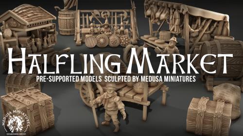 The Halfling Market - Pre-Supported STL s by Medusa Minis