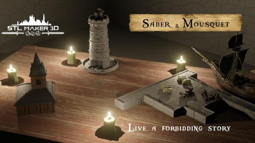 STL Files port village, pirate univers [Saber and Musket]