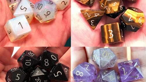 Engraved Gemstone Dice: Amethyst, Opalite, and more!