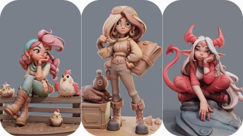 Female Miniatures for 3D Printing -  Marvelous Maidens 