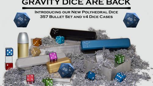GRAVITY DICE ALUMINUM POLYHEDRAL DICE AND BULLET CASE