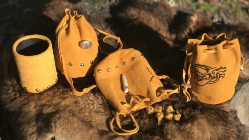 Viking Vices Buckskin Dice Bags and Cups