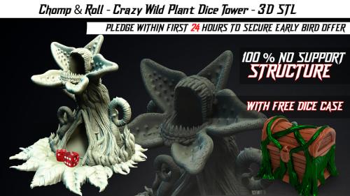 Chomp & Roll - Crazy Wild Plant Dice Tower - 3D STL