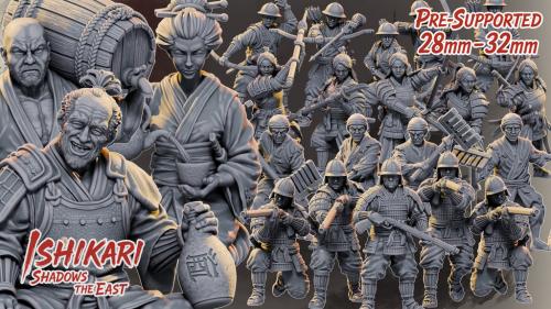 Ishikari: Japanese Samurai Army & Villagers 3D Printable STL