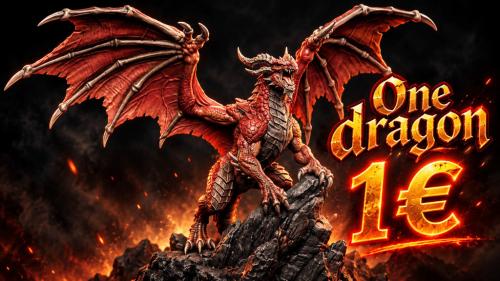 One Dragon 1€ - Epic 5e 75mm STL Miniature for 3D Printing