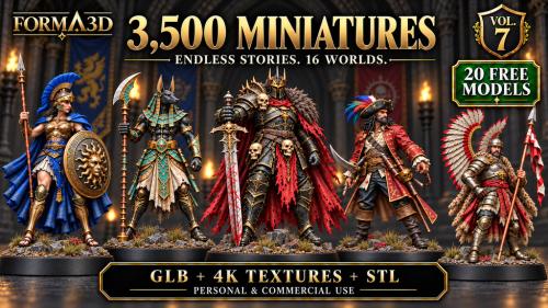 3500 Miniatures Vol. 7 — 15 Worlds for Print Digital STL
