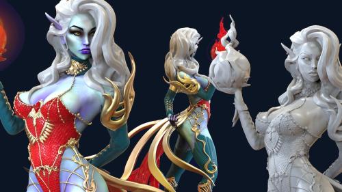 Dark Elf Wizard STL : Pre-Supported