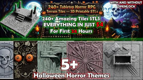 240+ Tabletop Halloween RPG Terrain Tiles -3D Printable STLs