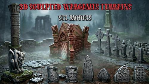 3D sculpted and hand craft wargames terrains STL 3D files.