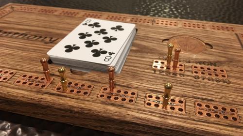 Premium Cribbage Board Game - Solid Wood & Copper Inlay