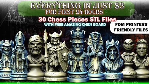 Halloween Gangs of Monsters Chess Set - 30 Pieces - 3D STLs