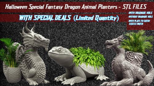 Halloween Special Fantasy Dragon Animal Planters - STL Files
