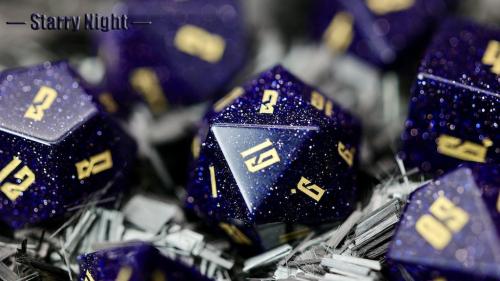 Starry Night - Blue Sandstone DND Dice Set