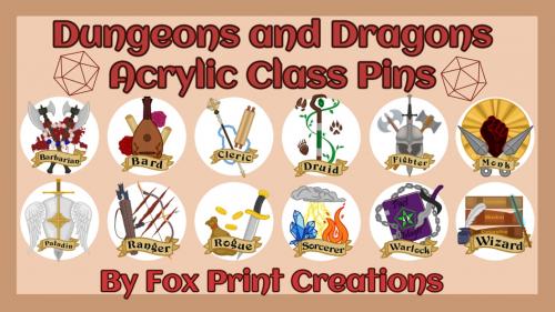 Dungeons and Dragons Acrylic Class Pins
