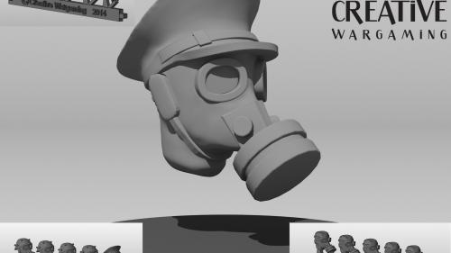 Gas-Mask head for 28/32 mm miniature games from CW