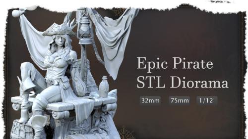 Captain Lysara STL – Pirate Diorama in 32–75mm & 1/12