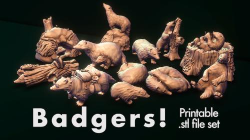 Badgers! 3d printable scatter animal set.