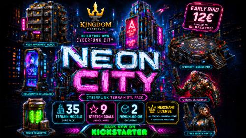 Kingdom Forge: Neon City – Cyberpunk Terrain & Miniatures ST