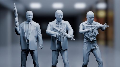 Elegant Heist - 90 s Bank Robbers, 3D Printable STLs