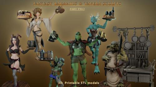 Fantasy Bar with Fantasy Barmaids! (Part2) Miniature STLs