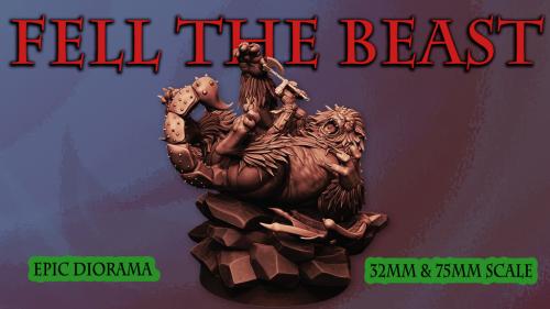 Fell The Beast -Man VS Manticore- Fantasy Miniature / Statue