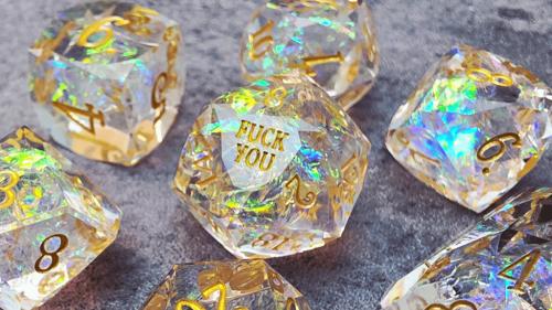 F*ck You Dice & Moon Dice — Diamond Cut Crystal Dice