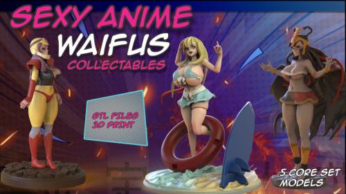 Sexy Anime Waifus Collectables STL 1:6 files & 75mm.