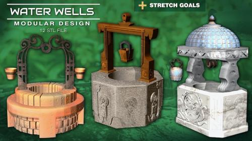 Water wells set .stl files for 3D printing.