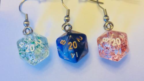 Mini D20 DIce Earrings In Christmas & Hanukkah Colors!