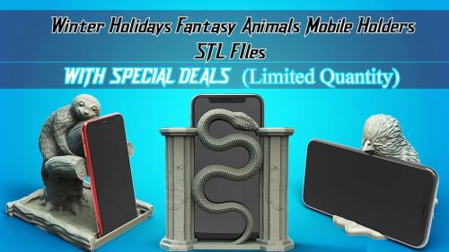 Winter Holidays Fantasy Animals Mobile Holders - STL Files